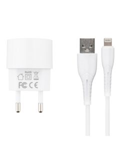 Зарядний пристрій Usams T20 (2 USB) 2.1A + кабель Lightning Білий (White)