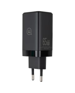 Зарядний пристрій Usams US-CC180 (2 USB-C + 1 USB) QC&PD3.0 65W Чорний (Black)