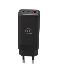 Зарядний пристрій Usams US-CC180 (2 USB-C + 1 USB) QC&PD3.0 65W Чорний (Black)