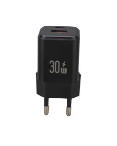 Зарядний пристрій Usams US-CC189 (1 USB-C + 1 USB) QC&PD3.0 30W Чорний (Black)