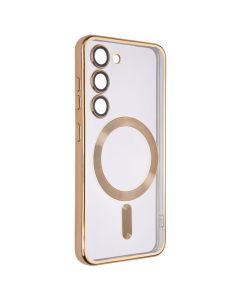Чехол накладка для Samsung S23 WAVE Metal Color Case MagSafe Золотой (Gold)
