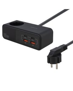Мережевий фільтр Proove Homester Pro 65W (AC + 2 USB-C + 2 USB) 1.5м Чорний (Black)