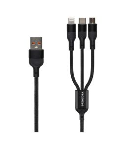 USB кабель Remzona 3в1 CUCLM1-01BK microUSB/Lightning/Type-C 1.2м 96W Чорний (Black)