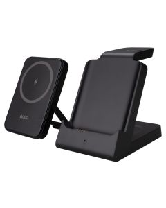 Зарядний пристрій бездротовий Hoco J149 Victory 3in1 Magnetic 20W (5000 mAh) Чорний (Black)