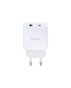 Зарядний пристрій Hoco C80A Plus (PD20W+QC3.0) + кабель Type-C to Lightning Білий (White)