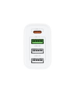 Зарядний пристрій XO L120 (USB-C + 3 USB) PD20W+ QC3.0 18W + кабель Type-C to Lightning Білий (White)