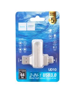 USB Флеш 64Gb Hoco UD10 2в1 (USB 3.0/Type-C) Срібна (Silver)