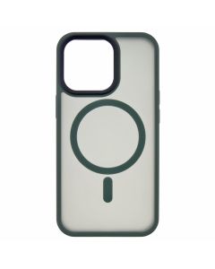 Чехол накладка для iPhone 13 Pro TPU+PC Металлические кнопки с MagSafe Цветной Зелёный (Тёмно-зелёный)