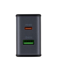 Зарядний пристрій Hoco CS73A (1USB + 1USB-C) PD 30W+ кабель Type-C to Type-C Чорна (Black)