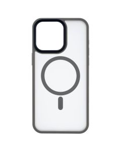 Чехол-накладка для iPhone 15 Pro TPU+PC с металлическими кнопками с технологией MagSafe, цвет Серый.