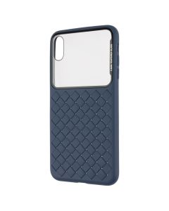 Чехол накладка для iPhone XS MAX Baseus Glass & Weaving Синий (Blue)