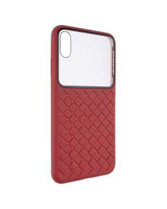 Чехол-накладка для iPhone XS MAX Baseus Glass & Weaving Красный (Red)