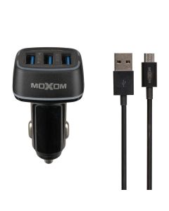 Автомобільний зарядний пристрій Moxom MX-VC01 3USB + Micro-USB Чорний (Black)