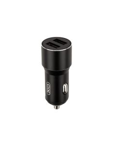 Автомобільний зарядний пристрій XO TZ09 2.4A/2USB + кабель lightning Чорний (Black)