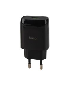 Зарядний пристрій Hoco C72Q Glorious 1USB/18W/QC3.0 + кабель Micro-USB Чорний (Black)