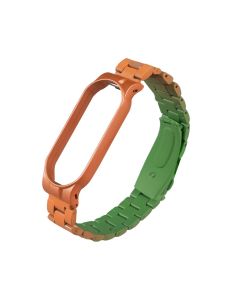 Ремінець для годинника Xiaomi Mi Band 5/6 Stainless Stell Помаранчевий Зелений (Orange Green)