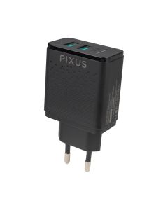 Зарядний пристрій Pixus Fast 2 (2USB) Чорний (Black)